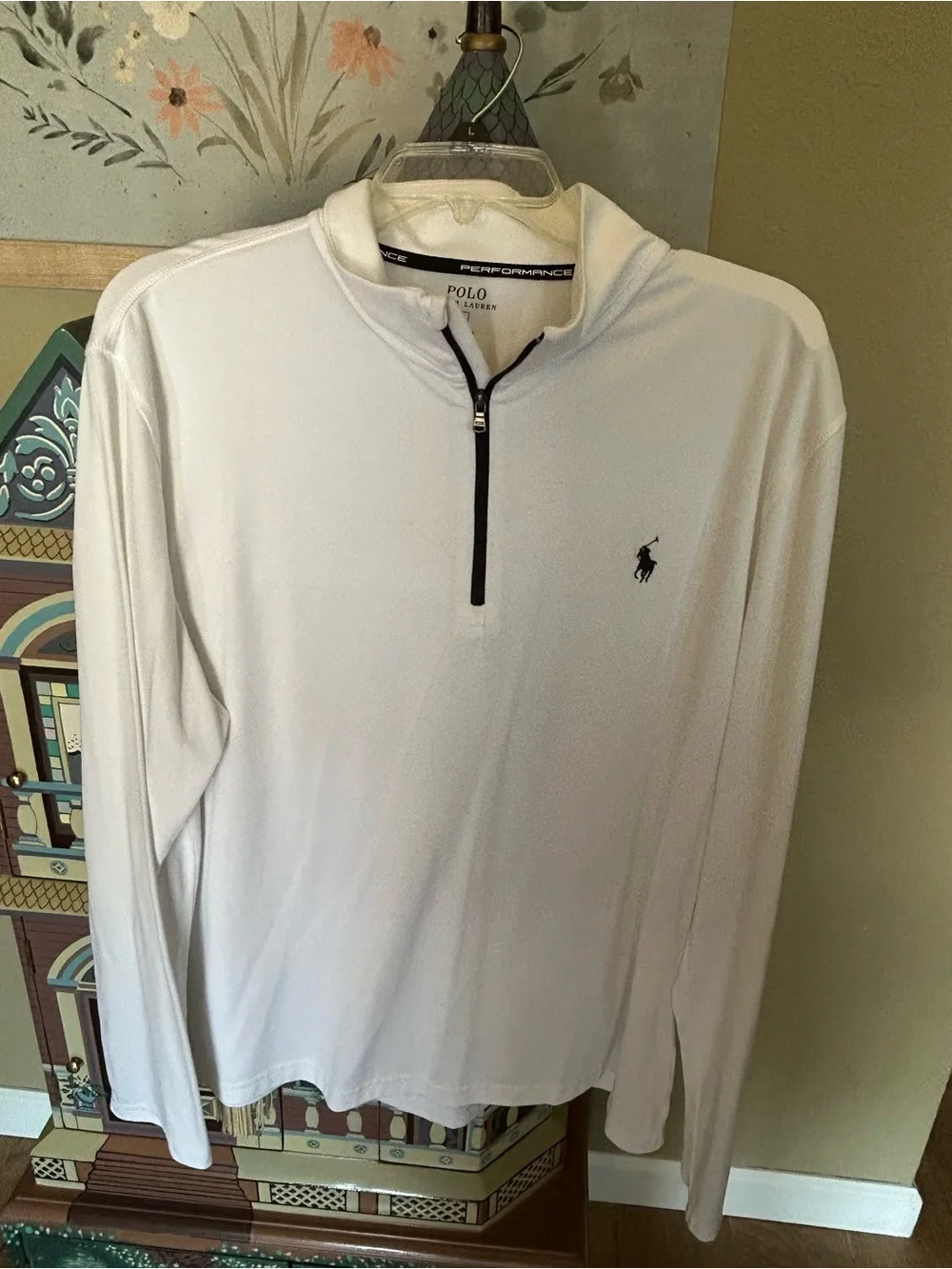 Ralph Lauren White Long-Sleeve Performance Quarter-Zip Polo